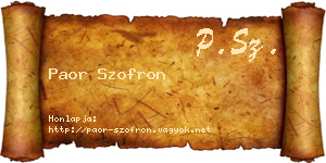 Paor Szofron névjegykártya